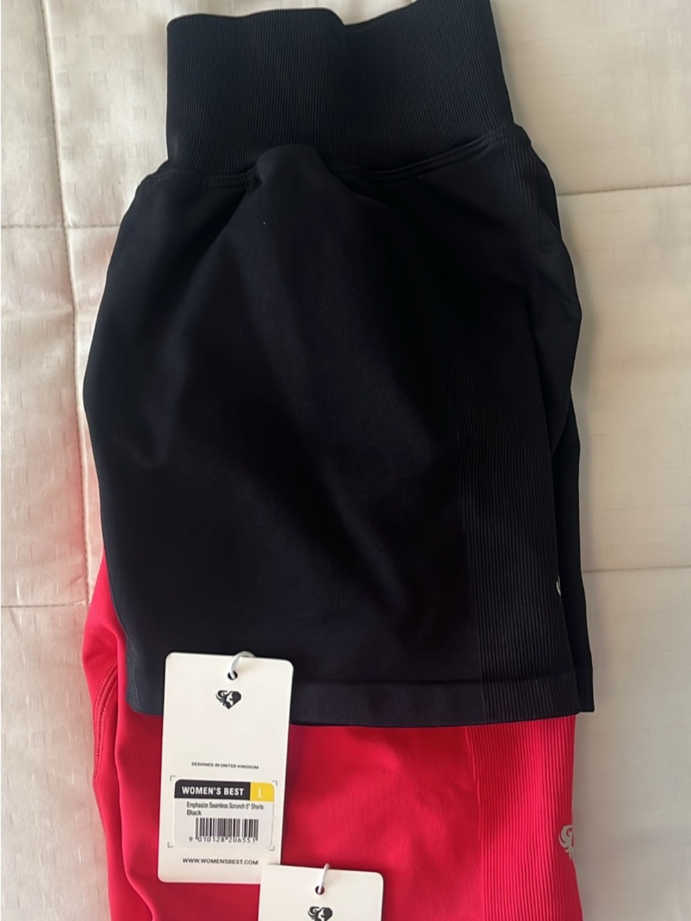 Women’s Athletic Shorts in Black and Red by Women’s Best